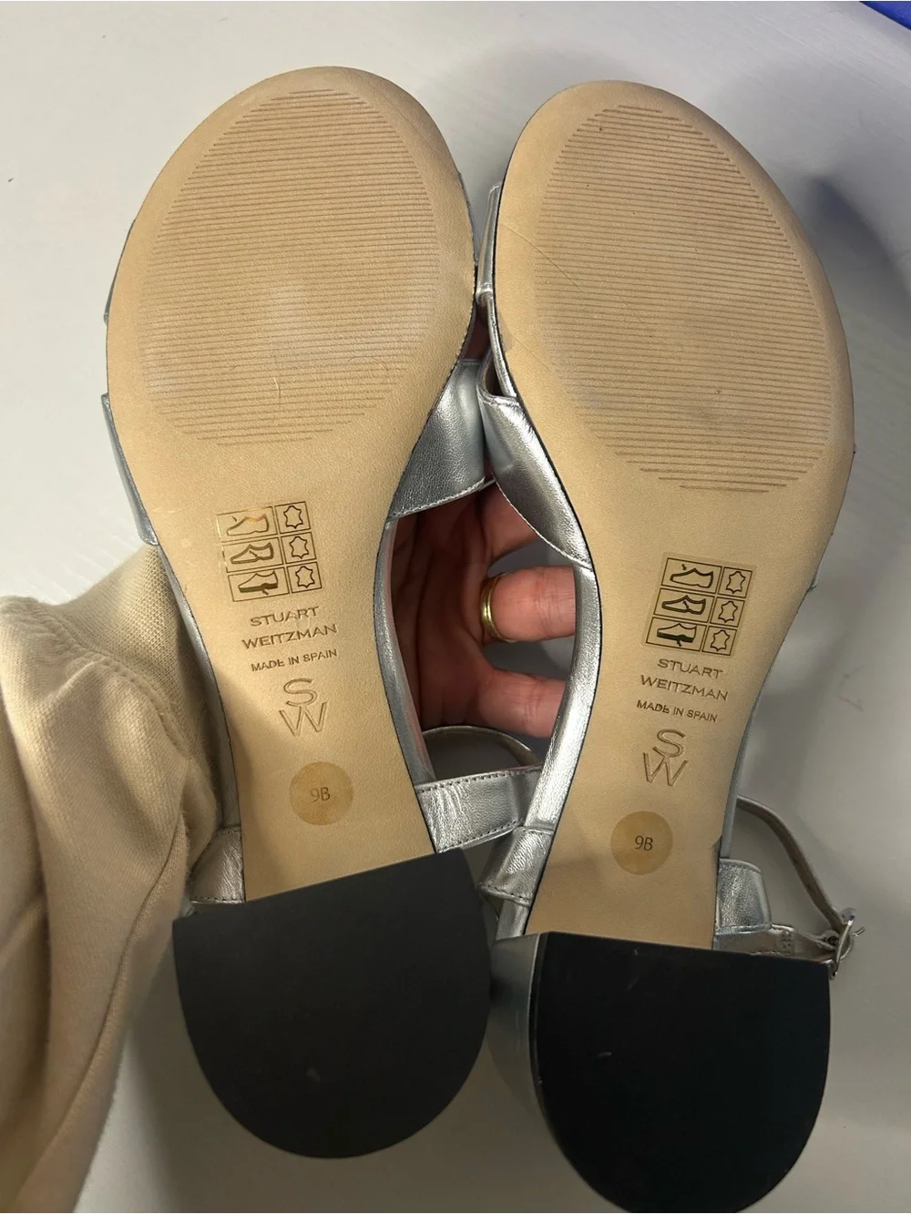 Stuart Weitzman Dayna block heel 50 silve NIB 9